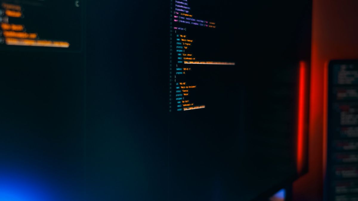 Dataskjerm med programkode